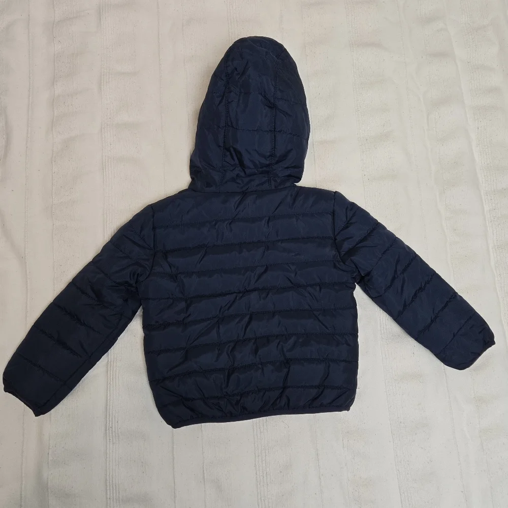 Nike Toddler Boys Puffer Hooded‎ Jacket Size 2T Full Zip Navy &  Red